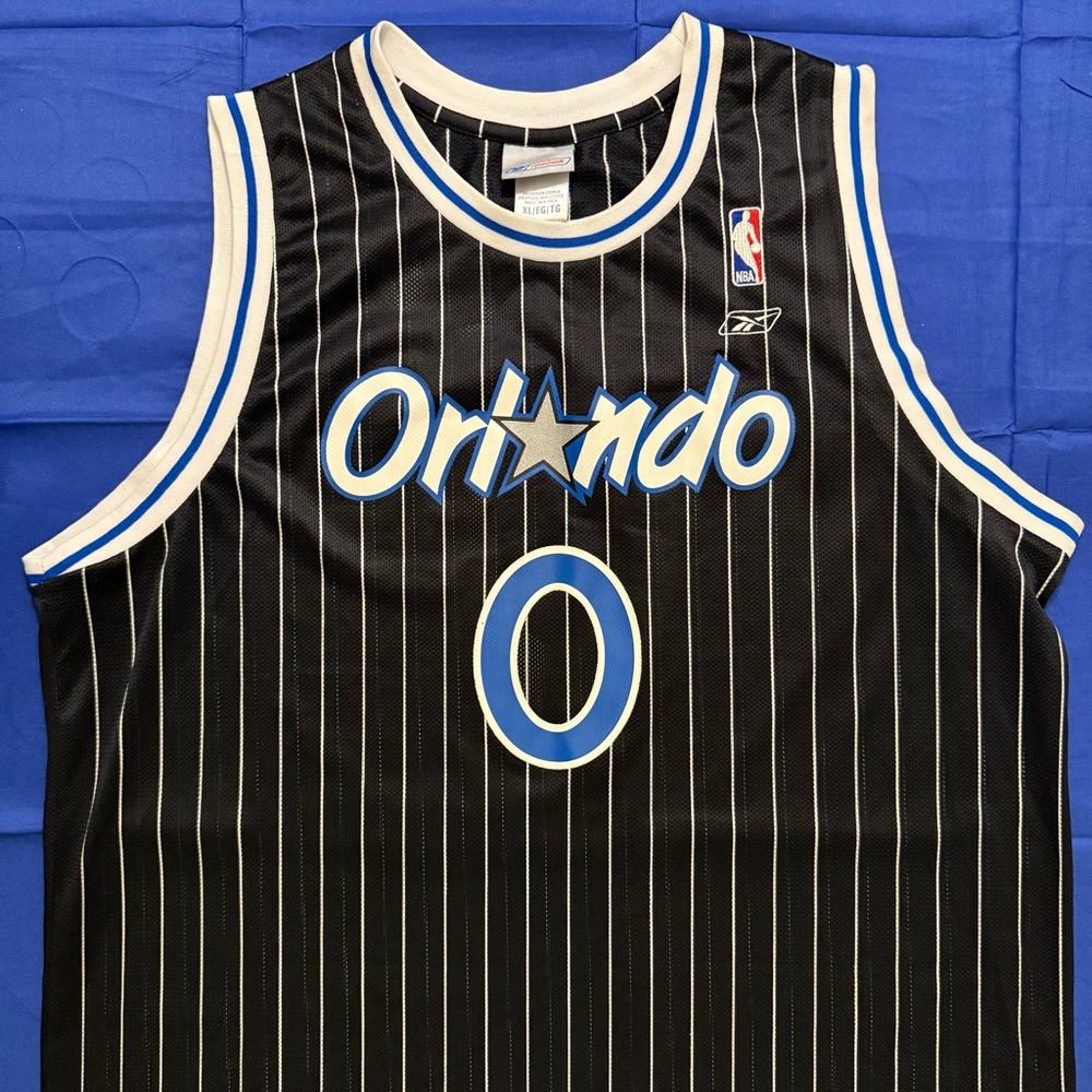 Rare Reebok Drew Gooden Orlando Magic #0 Black Pinstripe Throwback Jersey Men XL